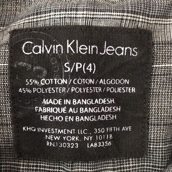 Calvin Klein Jeans Boys Button-down Top, S/P 4, Black & White - Picture 5 of 6